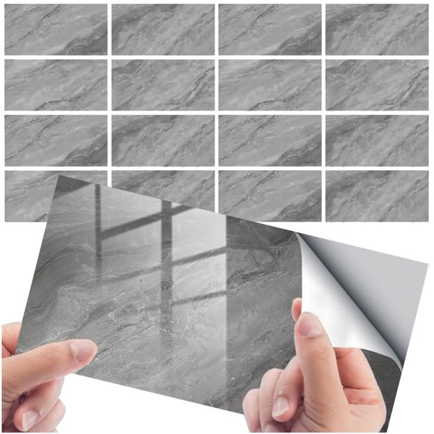 TAPETA SAMOPRZYLEPNA PANELE PŁYTKI ŚCIENNE NAKLEJKI MARMUR 30X15CM 16SZT 