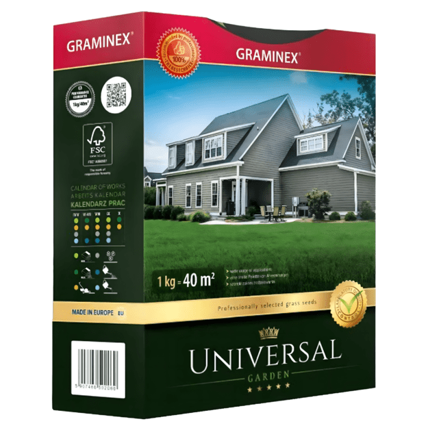 Aukščiausios kokybės žolių sėklos UNIVERSAL universalus mišinys 1 kg 40 m atsparios
