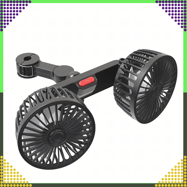 Wentylator Samochodowy Wiatrak Obrotowy Podwójny do Auta Mocny 360° USB 2