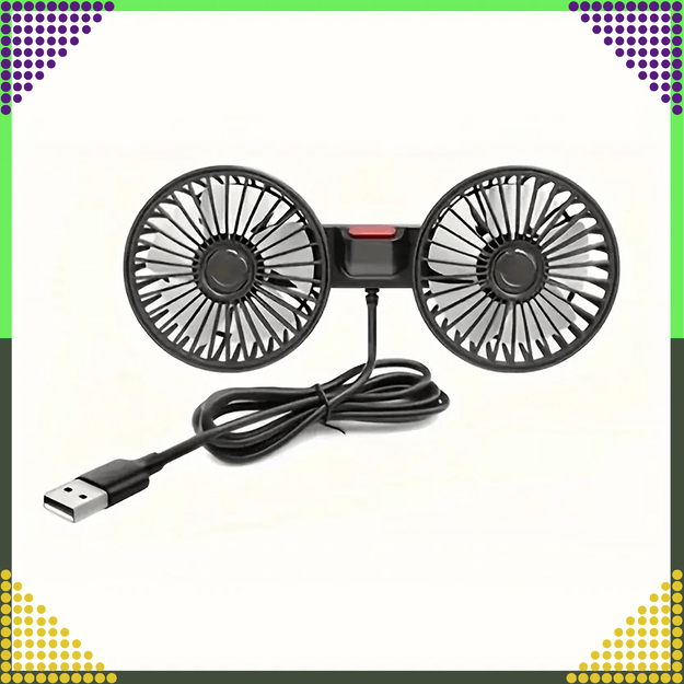 Wentylator Samochodowy Wiatrak Obrotowy Podwójny do Auta Mocny 360° USB 4
