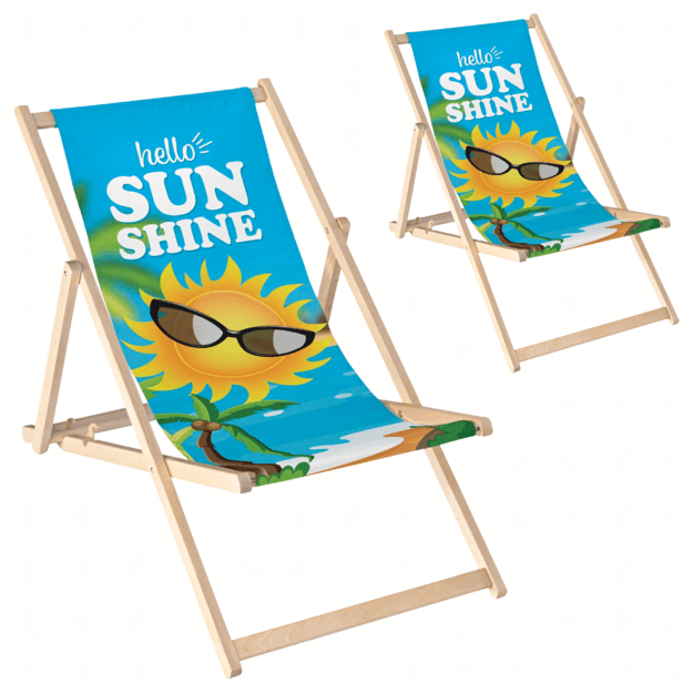 Set of 2 Foldable Wooden Garden Beach Loungers for Camping or Beach, Adjustable