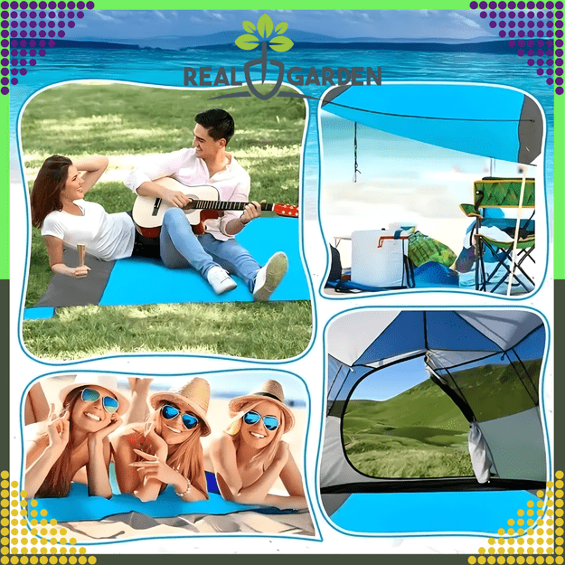 Koc Plażowy Piknikowy Mata Plażowa na Kemping Wodoodporna 210 x 200 cm Duża 23
