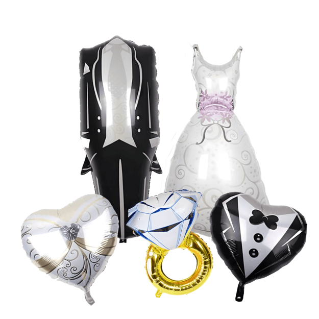 Vestuviniai balionai, kostiumas, vestuvinė suknelė, vestuvės, vestuvės, 5 vnt.