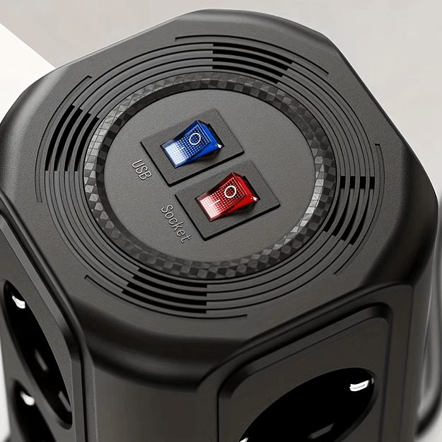 Listwa Zasilająca Stojąca Ochronna Odgromowa 12 Gniazd + 5 Portów Usb Reset 18