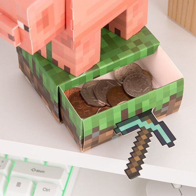 Minecraft Pig Build Your Own Money Box Kit 1