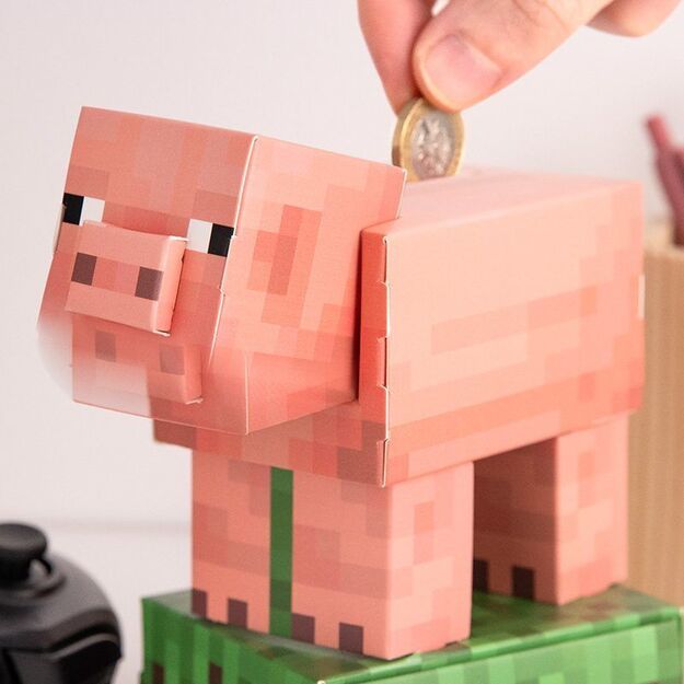 Minecraft Pig Build Your Own Money Box Kit 2