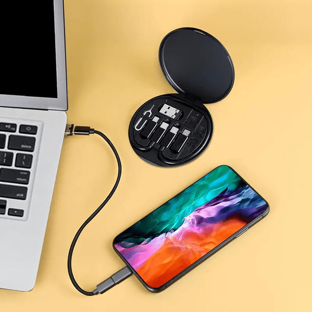 Organizer 5w1 Podróżny do Telefonu Przejściówki USB-C Lighting Micro USB-A  15