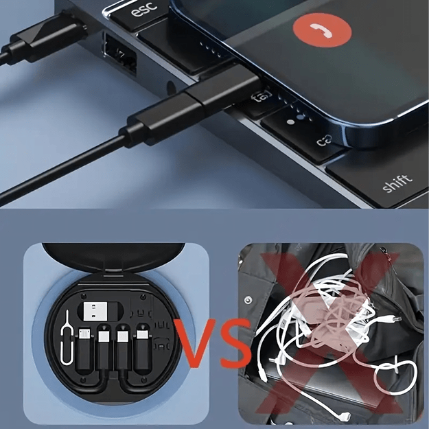 Organizer 5w1 Podróżny do Telefonu Przejściówki USB-C Lighting Micro USB-A  6