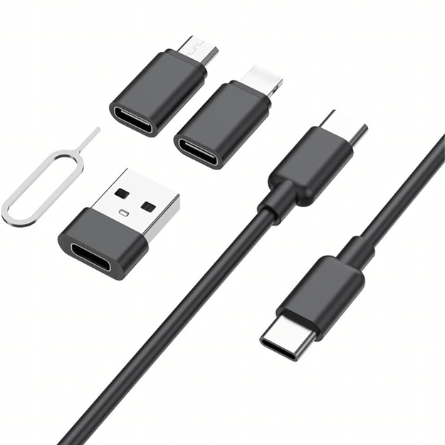 Organizer 5w1 Podróżny do Telefonu Przejściówki USB-C Lighting Micro USB-A  2