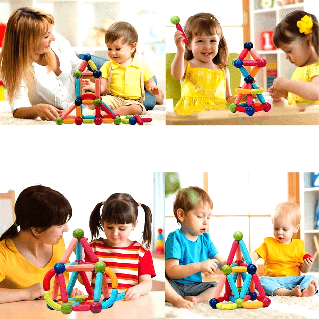 Magnetinės edukacinės kūrybinės magnetinės lazdelės 27 elementaiów 25