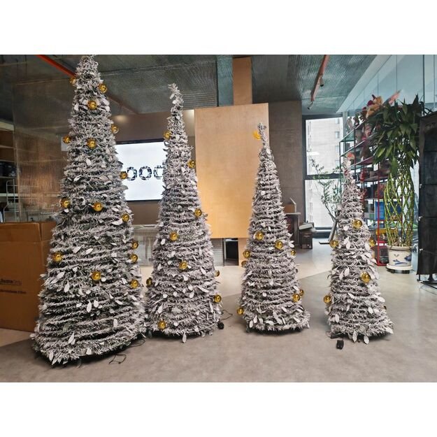 Choinka Świąteczna Udekorowana Ozdobna Gotowa Składana 210cm Lampki Bombki  10