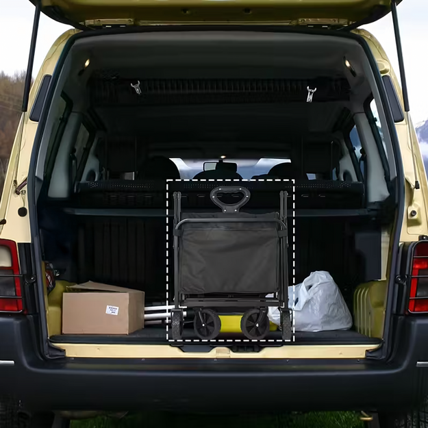 Ar malku kurināms dārza saliekamais kempinga ratiņi