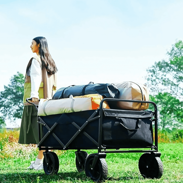Malkomis kūrenamas sulankstomas kempingo vežimėlis sodui