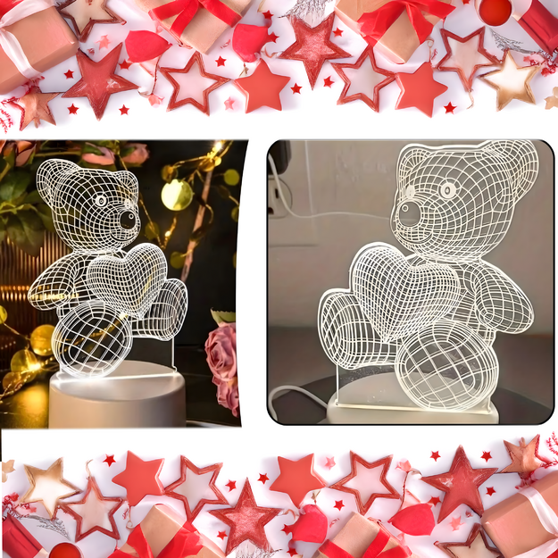 Naktslampiņas dāvanu lācītis 3D ilūzija bērnu guļamistabas rakstāmgalda USB