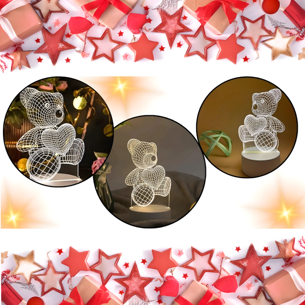 Naktslampiņas dāvanu lācītis 3D ilūzija bērnu guļamistabas rakstāmgalda USB