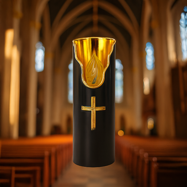 12x ar baterijām darbināmas LED sveces, melnas liesmas efekta svece, 15 cm, kapa gaismas ieliktnis