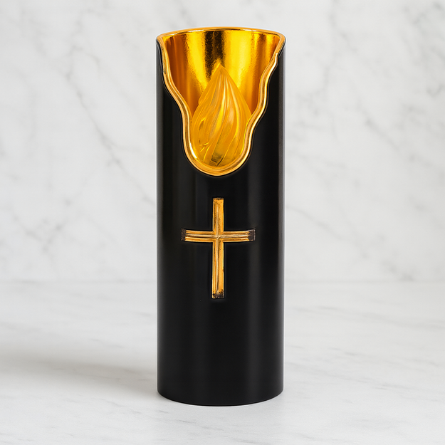 12x ar baterijām darbināmas LED sveces, melnas liesmas efekta svece, 15 cm, kapa gaismas ieliktnis