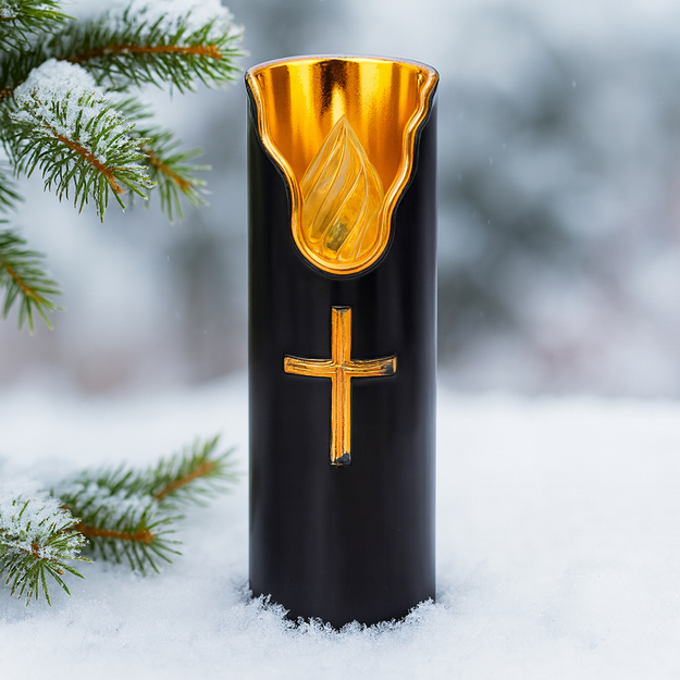 12x ar baterijām darbināmas LED sveces, melnas liesmas efekta svece, 15 cm, kapa gaismas ieliktnis