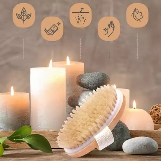 Ķermeņa masāžas birste ādas pīlings 2in1 sausai un mitrai pretcelulīta procedūrai