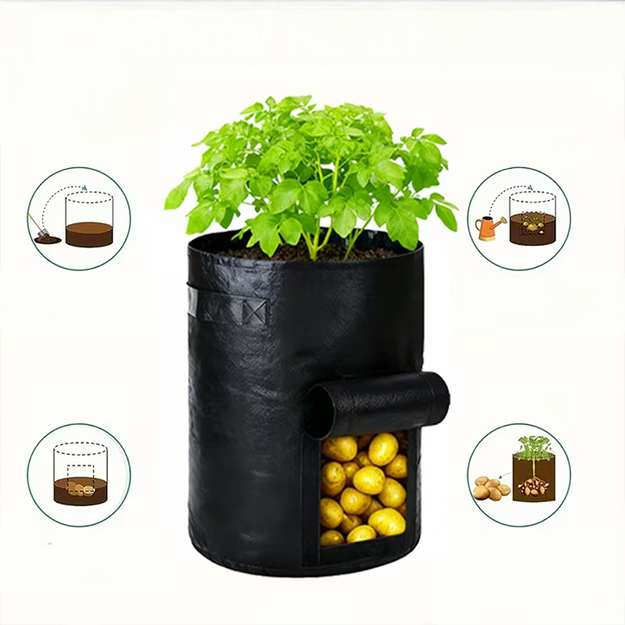 Puķupodu soma dārzeņu, ziedu, augu audzēšanai un stādīšanai ar lodziņu