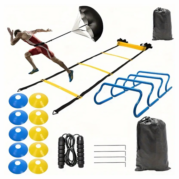 Liels treniņu komplekts ar konusiem, koordinācijas kāpnēm un barjerskrējienu XXL