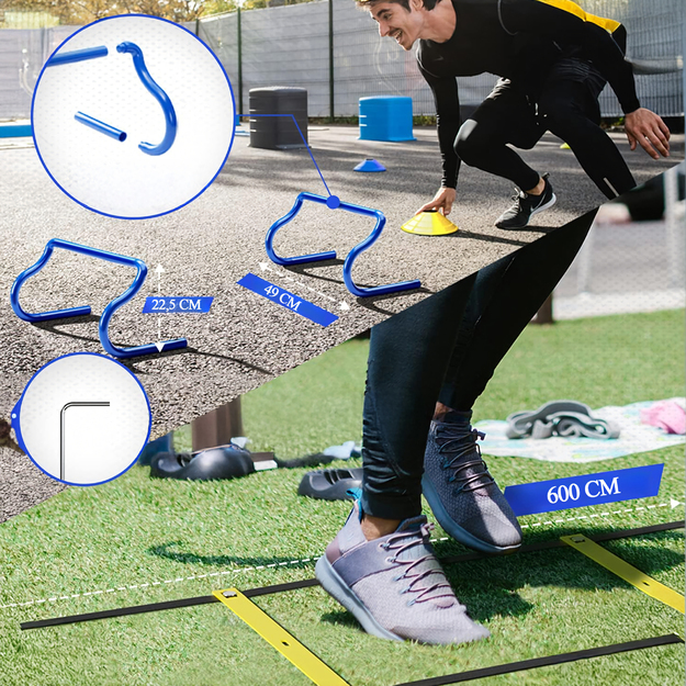 Liels treniņu komplekts ar konusiem, koordinācijas kāpnēm un barjerskrējienu XXL