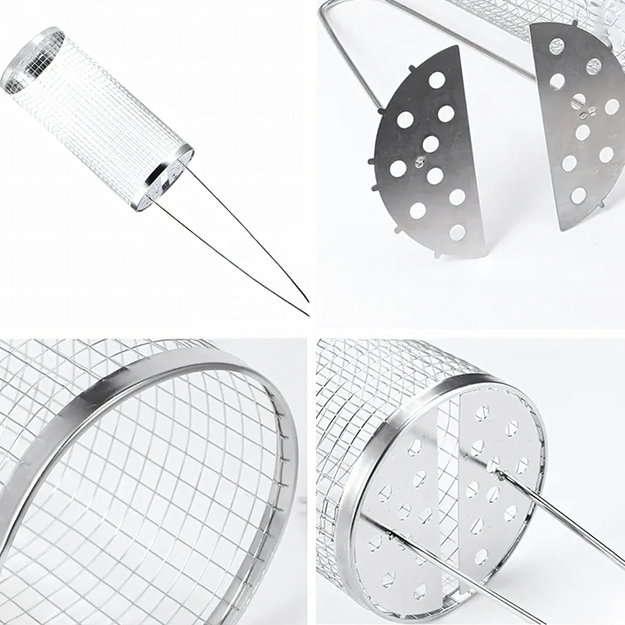 Grozs dārzeņu, frī kartupeļu, zivju grilēšanai, grila rullītis, rotējošs