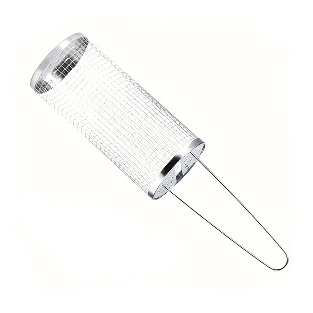 Grozs dārzeņu, frī kartupeļu, zivju grilēšanai, grila rullītis, rotējošs