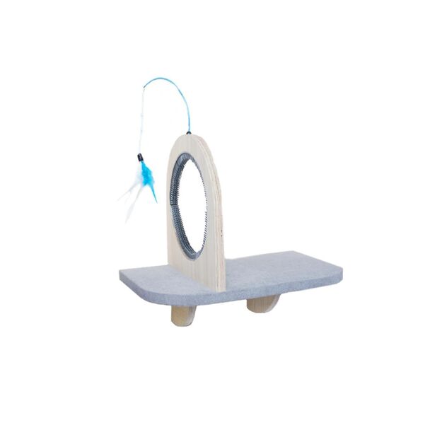 AFP - Skywalk Groom & Play Platform - Wall-mounted platform with toys and rubber grooming brushes