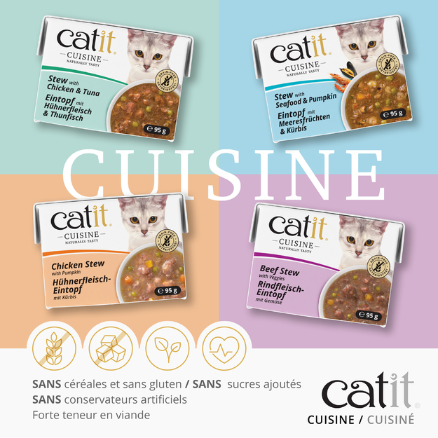 Catit - Cuisine Premium Wet Food for Cats - Beef Stew with Veggies - 95 g