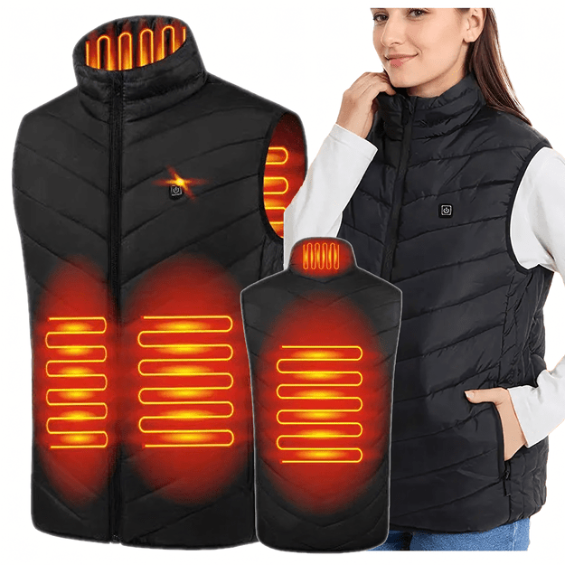 Šildoma liemenė be rankovių, žieminė striukė, unisex, USB įkroviklis, 4XL dydis 1