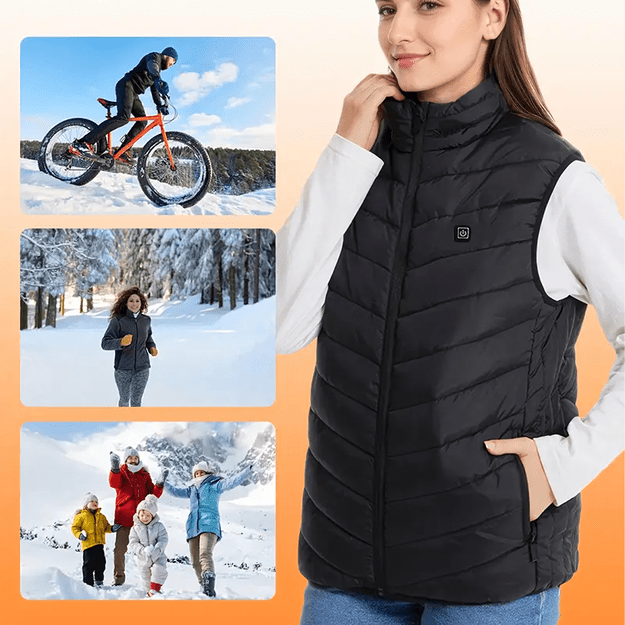 Šildoma liemenė be rankovių, žieminė striukė, unisex, USB įkroviklis, 4XL dydis 15