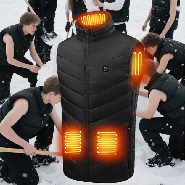 Šildoma liemenė be rankovių, žieminė striukė, unisex, USB įkroviklis, 4XL dydis 19