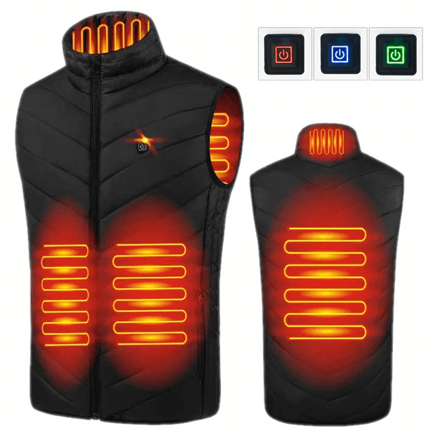 Šildoma liemenė be rankovių, žieminė striukė, unisex, USB įkroviklis, 4XL dydis 7