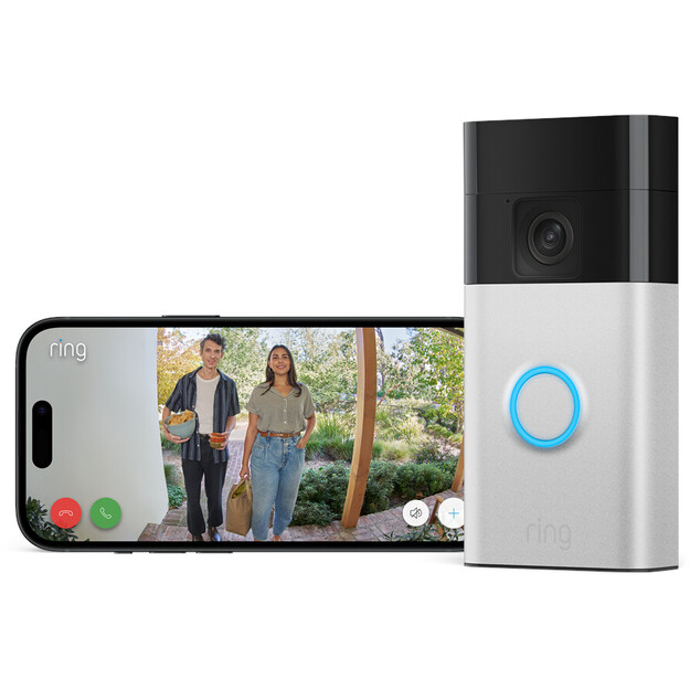 Ring - Battery Video Doorbell (Satin Nickel) + Chime (2nd Gen)