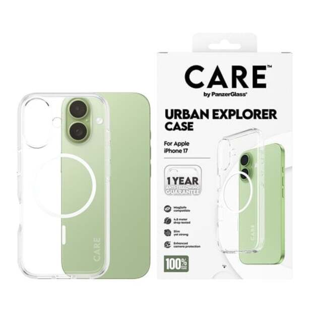 PanzerGlass - CARE Flagship Case Transparent Urban Explorer w. White MagSafe - iPhone 17