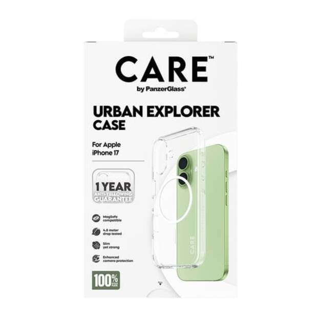 PanzerGlass - CARE Flagship Case Transparent Urban Explorer w. White MagSafe - iPhone 17