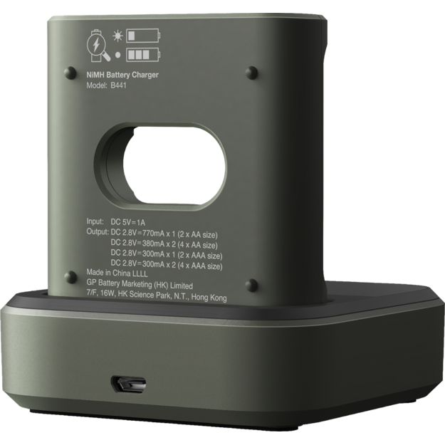 GP - ReCyko Everyday Battery Charger, B441 (USB) + Dock D451, incl. 4 x AA 2100 mAh Batteries