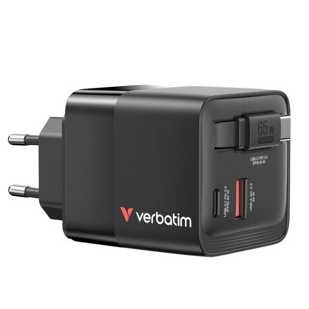 Verbatim - 65W 2 Port with Retractable Cable