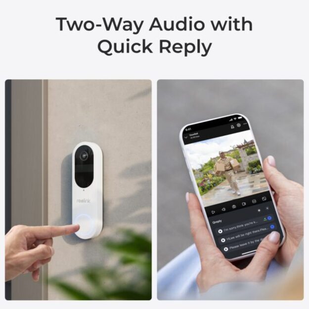 Reolink – Video Doorbell (Battery) Smart 2K Wi-Fi – White
