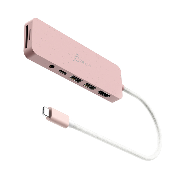 J5create - Eco-Friendly USB-C Multi-Port Hub With Power Delivery - Rose