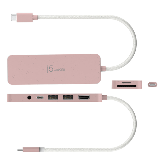 J5create - Eco-Friendly USB-C Multi-Port Hub With Power Delivery - Rose