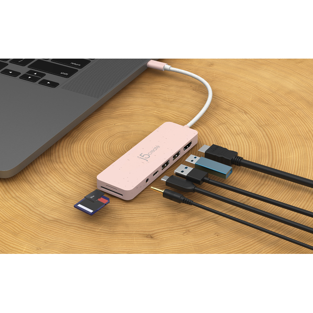 J5create - Eco-Friendly USB-C Multi-Port Hub With Power Delivery - Rose
