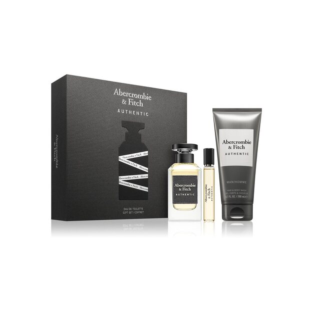 Abercrombie & Fitch - Authentic Man EDT 100 ml + Hair & Body Wash 200ml  + Authentic Man EDT 15ml - Giftset