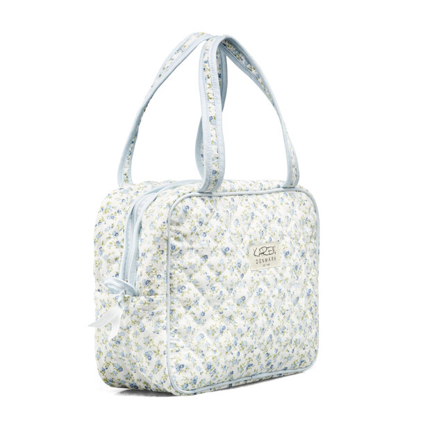 Karen - Large toilet bag with handle - Blue small flowered quilt - Large