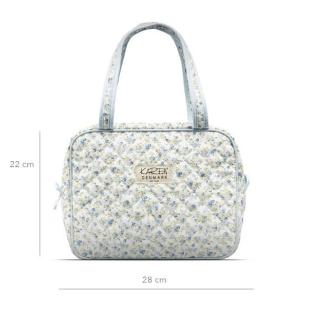 Karen - Large toilet bag with handle - Blue small flowered quilt - Large