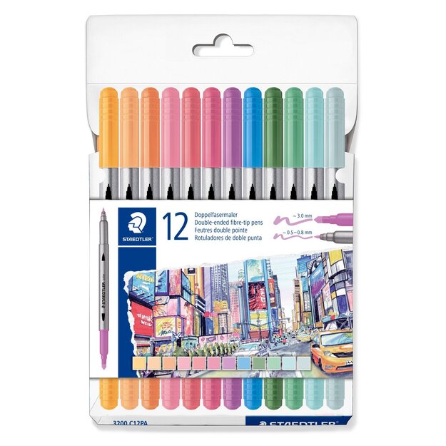 Staedtler - Dual-Tip Markers Pastel, 12 pcs Assorted (3200 C12PA)
