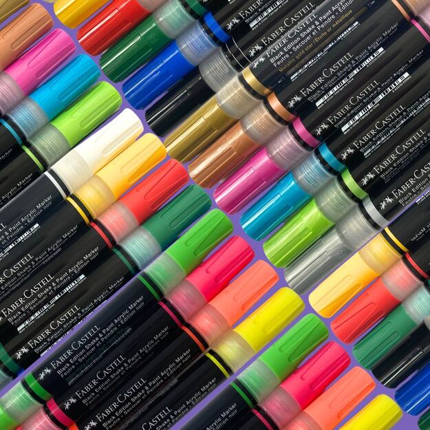 Faber-Castell - Black Edition Shake & Paint Acrylic Markers Set of 6 (Classic Colours) (285507)