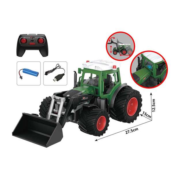 MX R/C Constructions - Tractor R/C w/schovel 2,4GHz, 3,7V Li-Ion, green (471476)