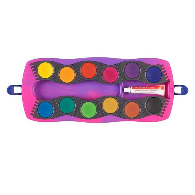 Faber-Castell - Connector Paint Box Unicorn Pink, 12 Colours incl. Chinese White (125035)
